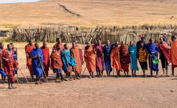 Maasai men wearing their colorful