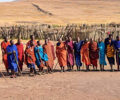 Maasai men wearing their colorful